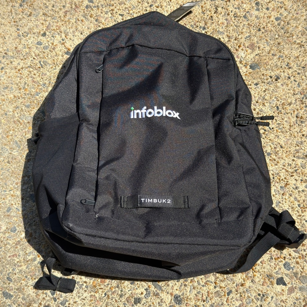 Timbuk2 Parkside Eco Laptop Backpack Black Infoblox Logo 15" Sleeve 3840-3 NEW
